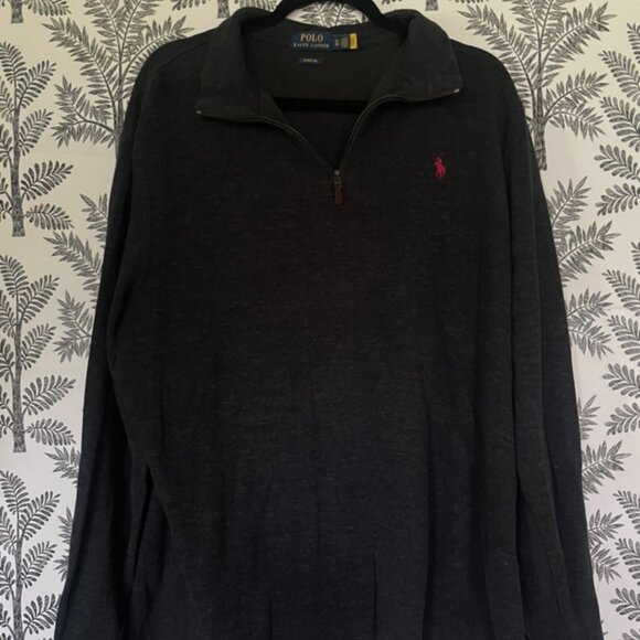 Dark Grey Ralph Lauren Polo Pullover Mens XL Half Zip - Picture 2 of 6